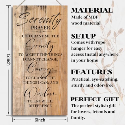 HALUOSI Serenity Prayer Wooden Decor Sign, God Grant Me The Serenity Wall Decor Sign, Hanging Printed Wooden Plaque Decor, Rustic Family Signs for Home Decor, Christian Gift 12x 6inch (A4) - color: color05