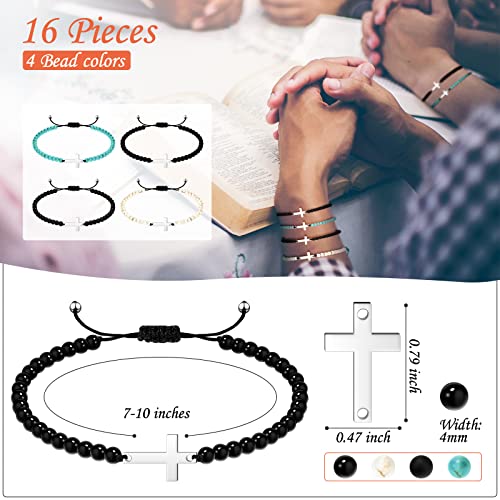 Fumete 16 Pcs Cross Bracelets Adjustable String Women Men Gifts,Colorful