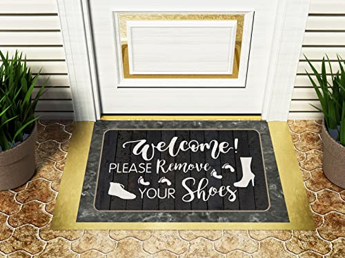 Welcome Please Remove You Shoes Decorative Indoor Outdoor Doormat, New House Front Door Mat 17 x 30 Inch Welcome Mat - for Home Entrance, Outside Entry, Yard, Floor, Patio - color: 21 Doormat