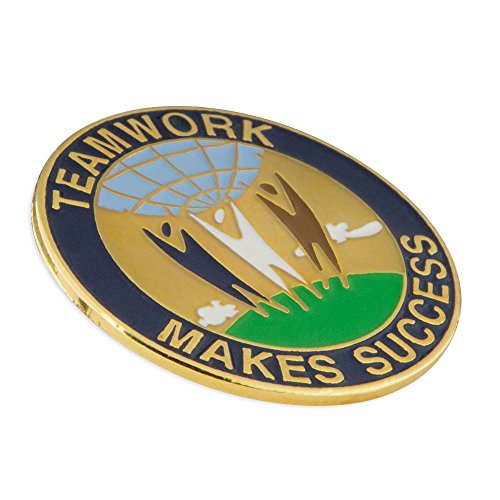 PinMart Teamwork Employee Recognition Award Enamel Lapel Pin - color: Teamwork Makes Success Gold Plated, size: 10 Pack