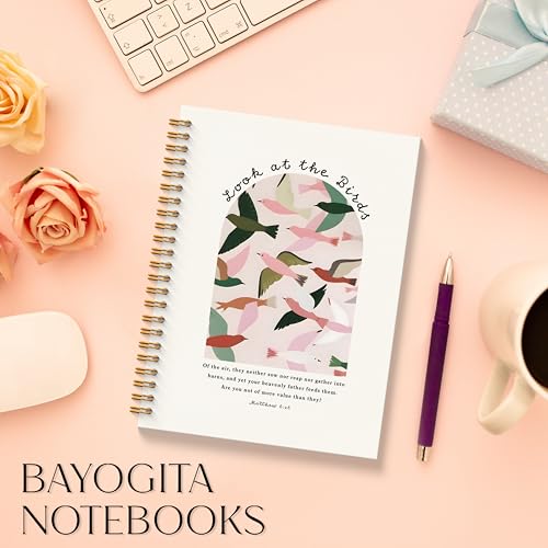 Christian Bird Spiral Notebooks, Matthew 6:26 Bible Journaling Notebook, Religious Prayer Journal for Woman, Church Notes Notebook, Christian Gifts for Women, 5.5x8.3 Inches - color: Birds Bible