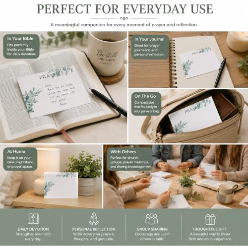 100 Pcs Lined Prayer Cards - 4x3 Christian Note Cards with Sage Green Botanical Art - 250GSM Matte Paper Boxed Set for Church, Small Group & Prayer Requests - color: SAGE GREEN