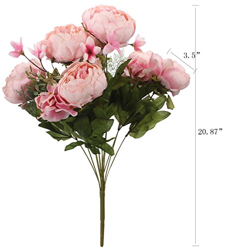 Duovlo Springs Flowers Artificial Silk Peony Bouquets Wedding Home Decoration,Pack of 1 (Spring Light Pink) - color: Spring Light Pink, size: 20.87*3.5