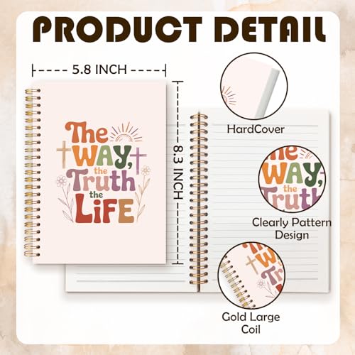 Boho Christian Jesus Notebook Journal, Christian Gifts for Women Faith, Religious Scripture Prayer Spiral Hardcover Notebook Journal for School Office Work, 5.5x8.3 Inch - color: The Way, The Truth, The Life