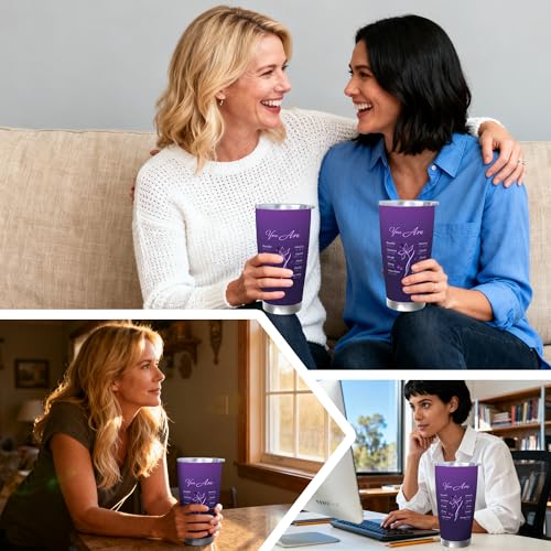 Christian Gift for Women, Purple Double Wall Stainless Steel 20oz - color: Deep Purple