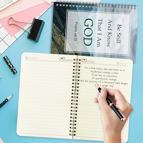 Xqumoi 2Pack A5 Natural Scenery Religious Spiral Notebooks - Love Never Ends Bible Verses Notebooks, Ruled Lined Journal, Inspirational Christian Christmas Gift, Sunday School Supplies - style: G-Mountain Sea