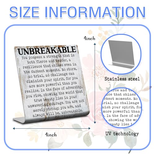 Unbreakable Inspirational Desk Sign Resilience & Strength Quote Decor - style: Unbreakable