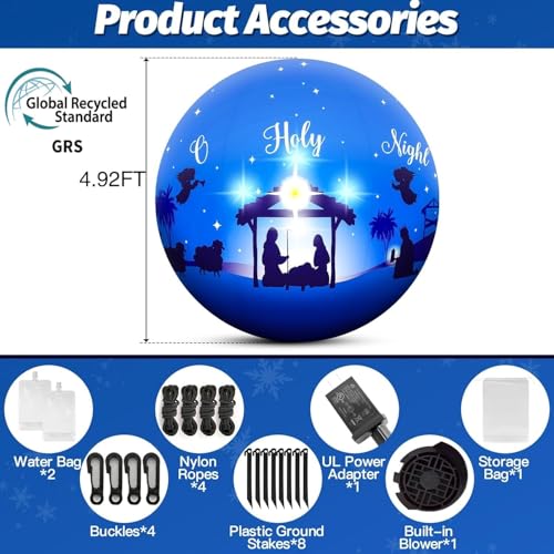 5FT Giant Christmas Nativity Scene Inflatable Ball Decorations