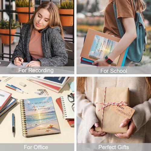 His Mercies are New Every Morning Lamentations 3:23 Spiral Notebook for Work, Summer Beach Bible Verse Notebook, Religious Promotion Gifts Thank You Gifts for Women Men Colleagues Boss Mentors - style: His Mercies