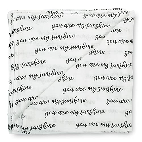 LollyBanks Muslin Swaddle Blanket, 47 x 47 in, Newborn Receiving Blanket - color: You Are My Sunshine