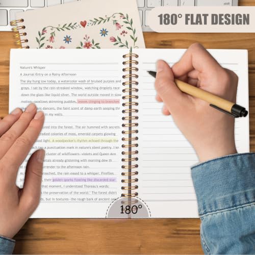 NATSUNO Floral Bird Christian Spiral Notebook Journal 5.5x8.3in - color: White Floral Bird Christian