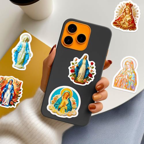DothRayan 100 PCS Catholic Virgin Mary Stickers Pack, Catholic Blessed Mother Decals, Vinyl Waterproof Sticker for Laptop, Water Bottle, Luggage, Guitar Decorative for Adults Teens - color: Catholic Stickers