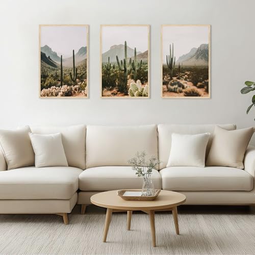 YUFEIART 3 Piece Green Sonoran Cactus Framed Wall Art Set of 3 16x20 - color: Green Cactus, size: 16x20 Framed