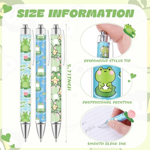 Dispowreath 12 Pcs Frog Ballpoint Pens Gift Retractable 1.0mm Black Ink - style: Frog