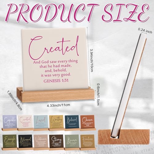 Yousoontic 12 Pcs Christian Desk Decor Bible Verse Plaque,Morandi Color - color: Morandi Color