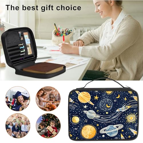 Bible Cover for Women Kids, Bible Carrying Case Church Bag Bible Protective with Zippered Back Pocket, Gift for Adults Lady Women Men, Solar System - color: Solar System