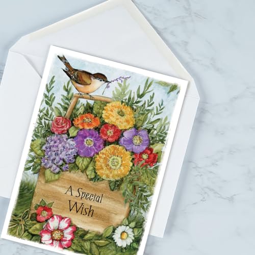 Current Susan Winget Garden Assorted Cards with Envelopes All Occasion - 20 Pack, Large 5" x 7" Cards with Sentiments, Variety of Get Well, Sympathy, Birthday, Anniversary & Thinking of You - color: Garden