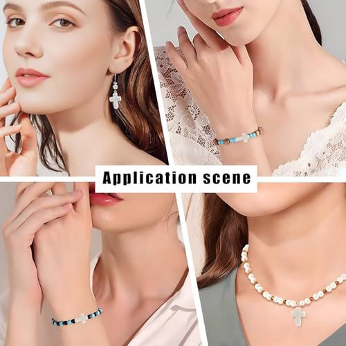 100Pcs White Turquoise Cross Gemstone Loose Spacer Beads for Jewelry Making - color: White Cross 12x16mm