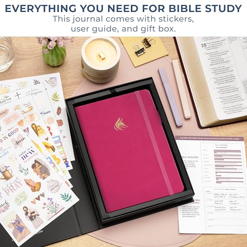 Clever Fox Bible Study Journal Premium Guided Notebook 5.8x8.3 Fuchsia - color: Fuchsia, size: A5 (5.8″ x 8.3″)