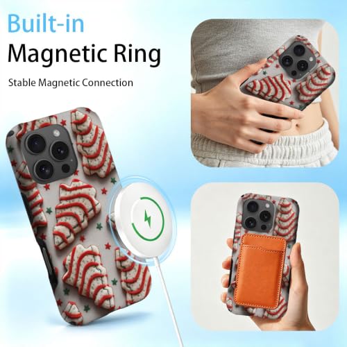Compatible with iPhone 15 Pro Case,Wireless Charging Compatible,Patented 2‑in‑1 Dual‑Layer Protection, Hot Transfer Print Hard Shell Cover - Christmas Dim Sum Biscuits - color: Christmas Dim sum biscuits, size: iPhone 15 Pro