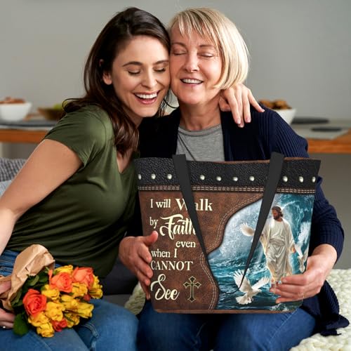 Bible Tote Bags for Women Christian Tote Bag Religious Church Bags for Women Organizer Christian Gift With Zipper - color: Jesus