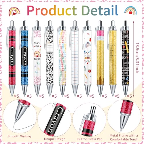 THAWAY 50 Pcs Pens for Teachers, Back to School Gift - style: Teacher's Theme