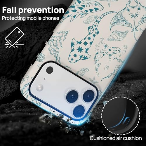Case for iPhone 17 Pro/18 Pro,Drop Protection Hybrid 2-Layer Hard Phone Cover-Ocean Animal Whale Shark-Blue - color: Ocean Animal Whale Shark-Blue, size: iPhone 17 Pro/18 Pro