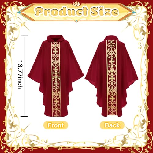 Clergy Vestments Chasuble Cross Robe Priest Cloak Church Mass - color: Red