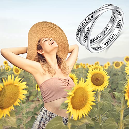 YinShan 925 Sterling Silver Inspirational Ring I am Enough Rings/God Grant Me The Serenity/Always Remember You Are Braver for Women Girls Size 6-9 - style: Always remember you're braver