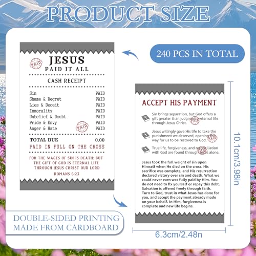 Gospel Tract Card Plan of Salvation 240 Pcs Jesus Paid It All Cards Pocket Holy Postcards Christian Inspirational Bible Verse Bookmark Prayer Gifts for Women Men Party Church Evangelism - color: Jesus Paid It All