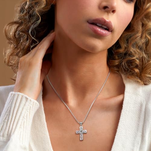 Ross-Simons Sterling Silver Bali-Style Floral Cross Pendant Necklace. 18 inches