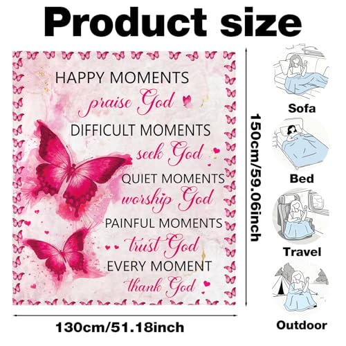 Christian Gifts for Women, Religious Soft Throw Flannel Blankets, Inspirational Spiritual Baptism Communion Gift for Girls Daughter Sister, Daughter, Mom Soft Throw Blanket 50" x 60" - color: Pink-christian