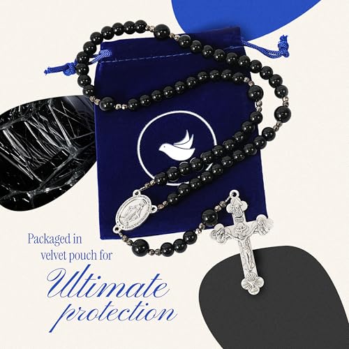 Handmade Catholic Rosary Beads - color: Black Glass
