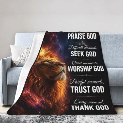 Lion of Judah Blanket, Christian Gift for Men, Faith Throw Blanket - color: Lion Galaxy