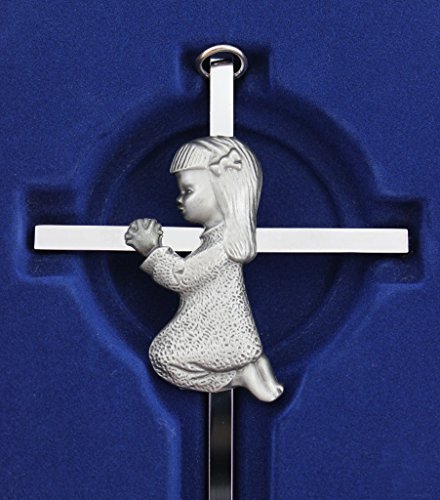Christian Living Silver Toned Girl Wall Cross Infant Blessing Baby Plaque Wall Decor Hanging Gift