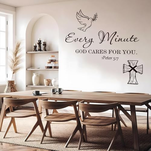 Bible Verse Wall Stickers Inspirational Decals Peel and Stick Vinyl Christian Faith Cross Wall Stickers Prayer Wall Decor Art for Easter Dining Room Bedroom Office Decor