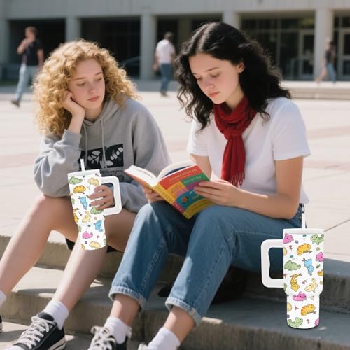 Axolotl Gifts for Girls 24oz Salamander Tumbler with Handle & Straw - color: Axolotl1