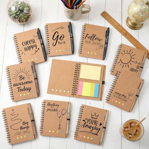 Sprial Notebooks with Pens Bulk, 48 Pack, 5.5 x 4.7 Inch, Modern - color: Encourage
