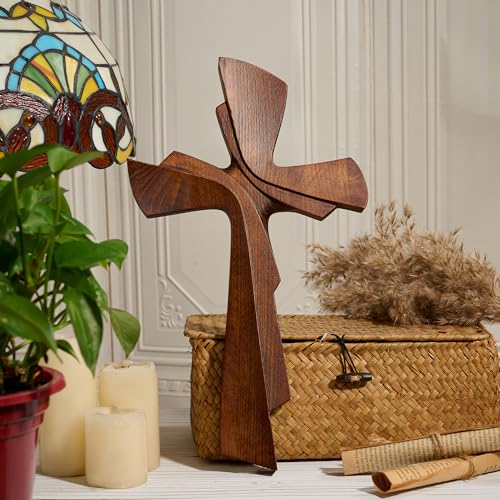 BGCarvedGrace Wooden Wall Cross Decor, 10 Inch Christian Hanging Wall Art - size: 10"L x 5.7"W