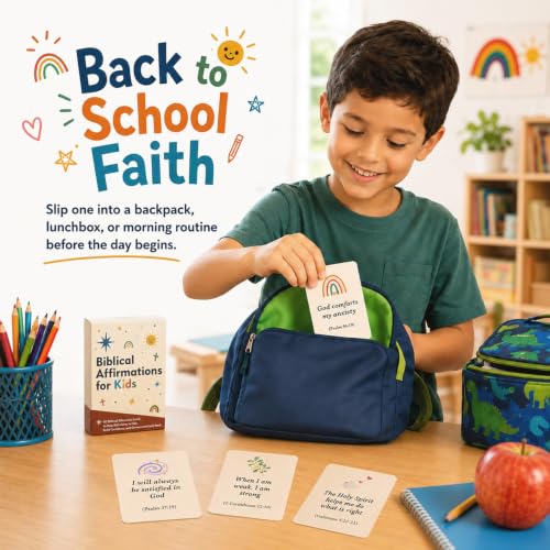Bible Verse Cards for Kids, 62 Biblical Affirmation Cards - color: Cards