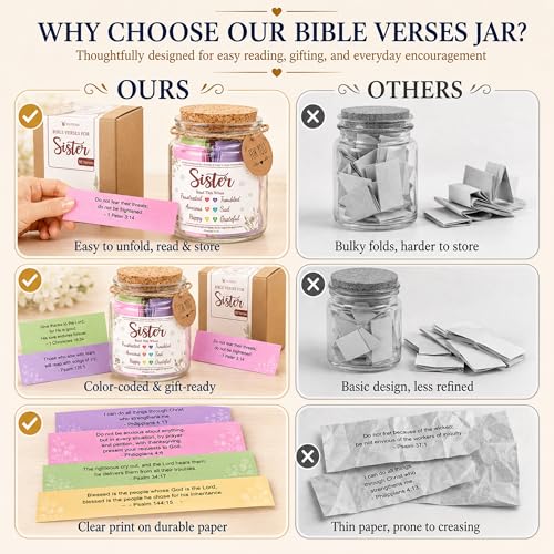 Bible Verses Jar for Sister – Graduation Day Gifts for Sister, Birthday Gifts for Sisters, Christian Gift for Women, Girls - color: Bible Jar For Sister