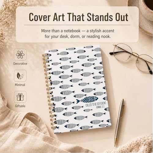 Christian Fish Coastal Beach Spiral Notebook, Romans 12:2 Bible Verse Journal, Christian Gifts for Women Men, Religious Scripture Hardcover Lined Notebook Journal, 5.5x8.3 Inch - color: pattern-17