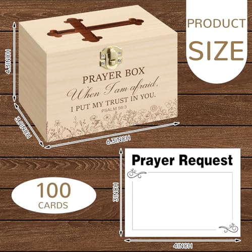 Croblissful Prayer Request Box with 100 Pcs Prayer Cards, Wooden, Rustic - style: Rustic