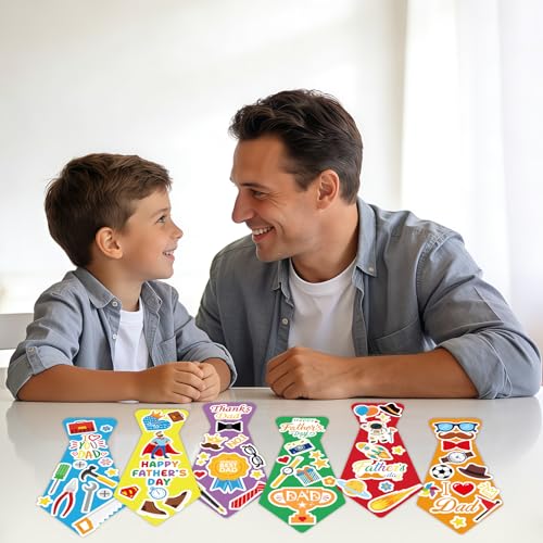 24Pcs Fathers Day Crafts for Kids, Make Your Own Tie DIY Necktie for Dad - style: Fathers Day Tie