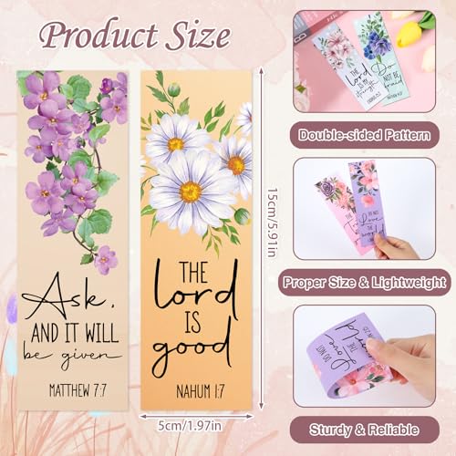 Bible Verse Bookmarks Gifts - 96 Pcs Inspirational Scripture Christian Bookmark Religious Motivational Flower Book Mark Page Clips Gift for Women Men Bible Study Church Readers Book Lovers - color: Bible Verse