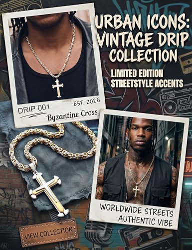 sailimue Stainless Steel Byzantine Cross Necklace for Men 22-30 inch - color: Gold, size: 22 in=56 cm (Men's Average Length)