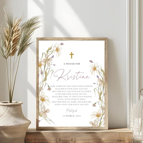 Personalized Baptism Gift For Girl, Baby Boy Gift, Affirmation Baptism Sign, Baptism Sign Dedication, Baptism Gift For Boy and Girl Ideas, Custom Cross With Name and Date Sign Decor Design 13 - color: Design 3