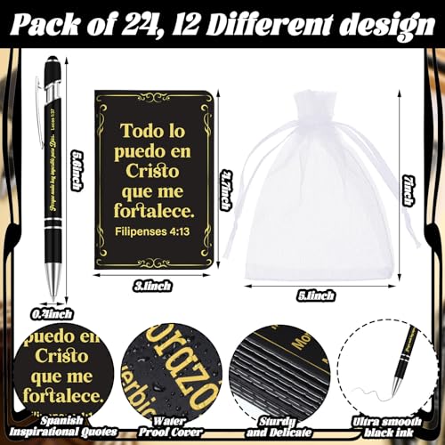 Fuyoooo 72 Pcs Spanish Christian Gift Notebook Set Regalos Cristianos En Español Para Women Men Bible Church Catholic Religious for Back to School Office Sunday School Bible Study Group(Retro Style) - style: Retro Style