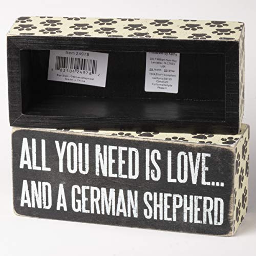 Primitives by Kathy 24978 Paw Print Trimmed Box Sign, 6" x 2.50", German Shepherd - color: German Shepherd