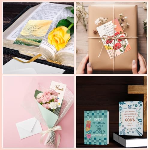Motiskyy 100 Pack Religious Thank You Cards Bulk 4x6 Inch Christian Appreciation Card with Envelopes Stickers 10 Design Assortment with Scripture Blessings Inspirational Bible Verse(Watercolor)